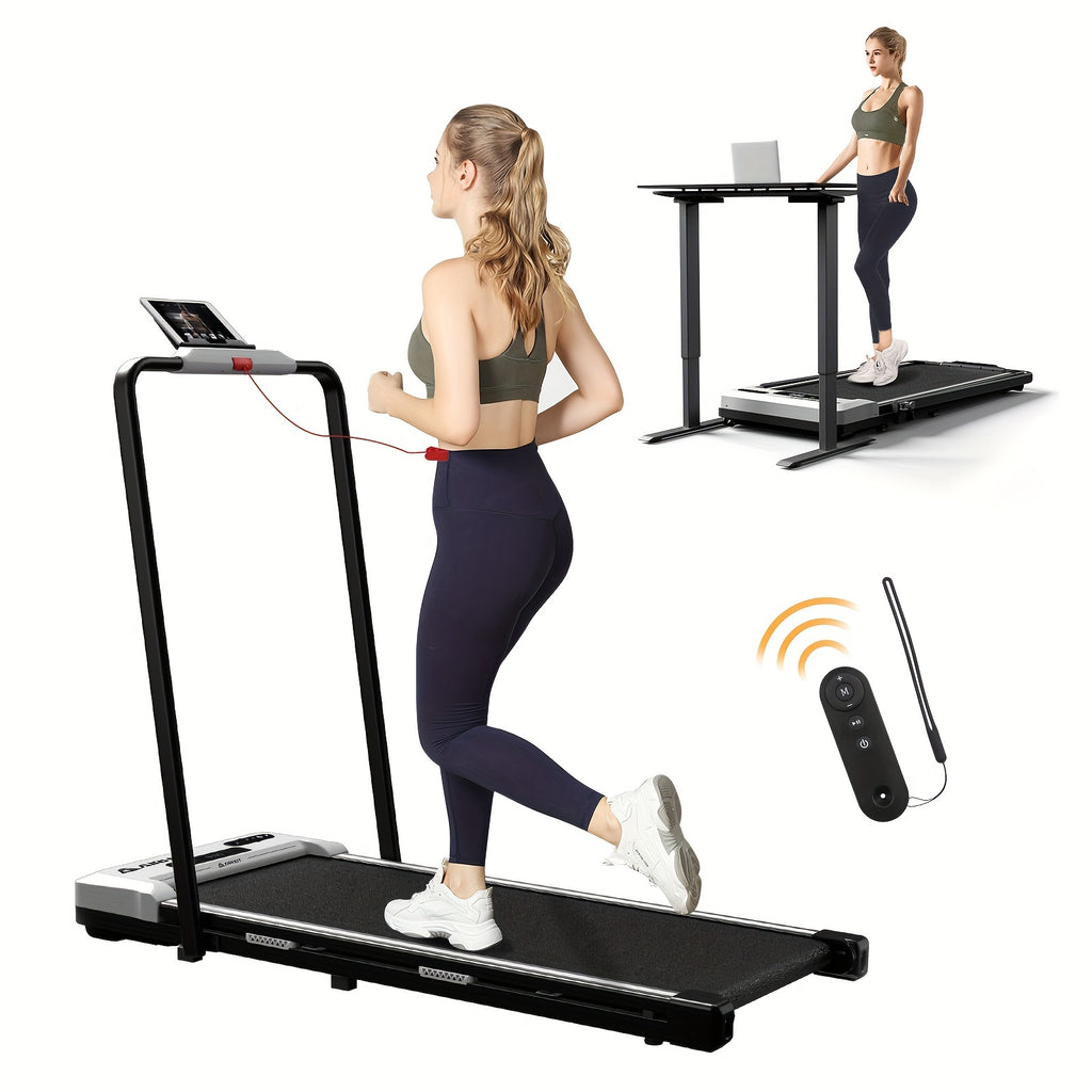 AIRHOT 2-in-1 Under Desk Treadmill 2.5HP Folding Compact Black Walking Pad, Without Battery