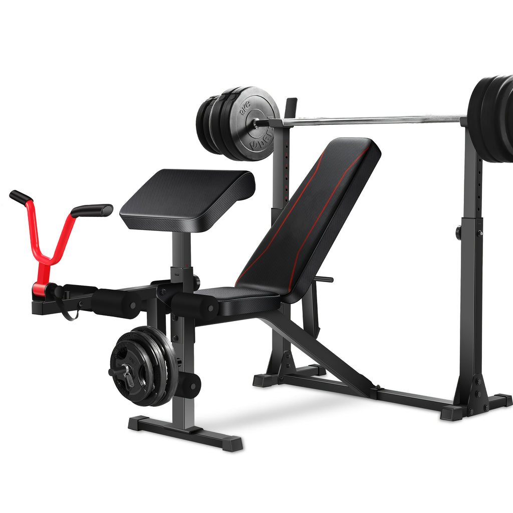 All In One 3S Fast Folding Home Gym Equipment Professional Workout Bench Set with Squat Rack, Adjustable & Foldable Upgrade Weight Bench Press Set with Leg Developer, Preacher Curl Pad for Full Body Workout
