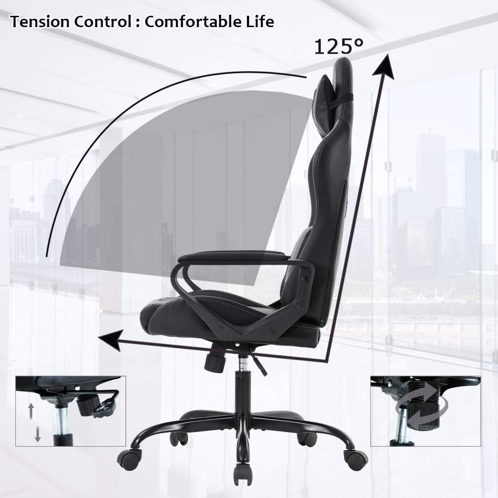 Gaming Chair Racing Chair Office Chair Ergonomic High-Back Leather Chair Reclining Computer Desk Chair Executive Swivel Rolling Chair with Adjustable Headrest Lumbar Support for Women, Men-3