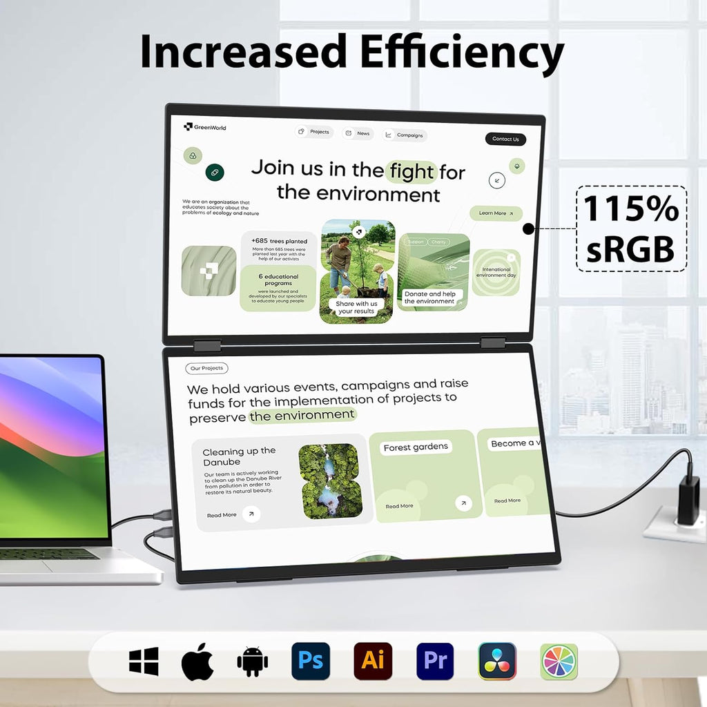 InnoView Foldable 18.5" Dual Monitor-INVPM509-1