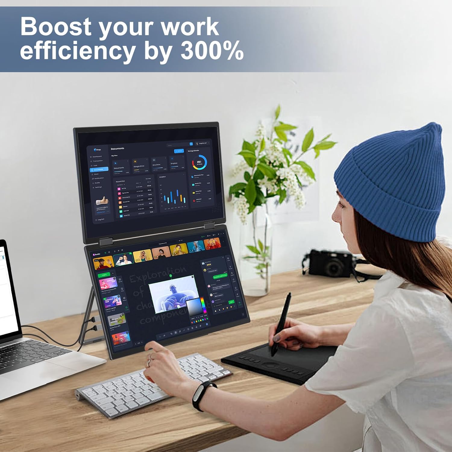 InnoView Foldable 15.6" Dual Portable Monitor-INVPM009-05B-3