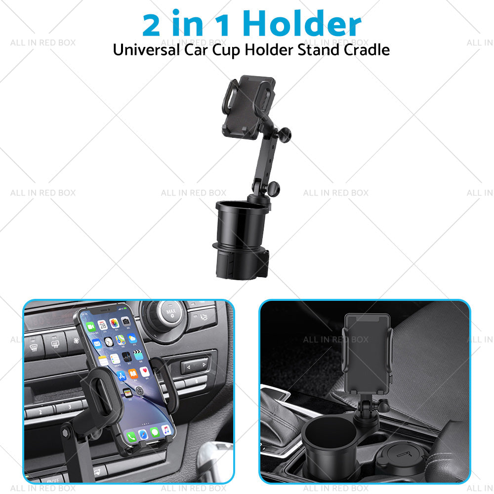 2in1 Universal Car Cup Holder Stand Cradle Adjustable 360 Angle Cell Phone GPS Mount-3