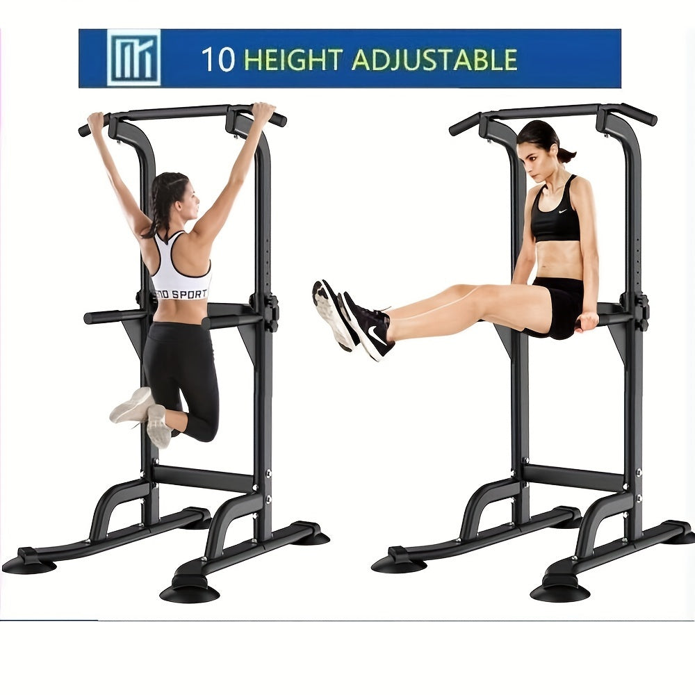 Foldable 10-Level Pull Up Tower – Pull Up Bar & Push Knee Raise Station(Black)-2