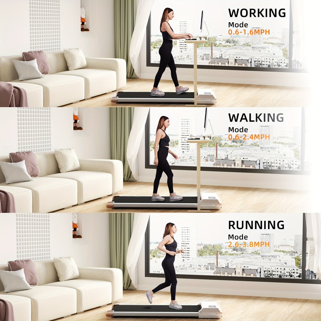 300lbs Capacity Under Desk Treadmill Walking Pad for Home/Office - Portable, Remote Controlled, Space-Saving, Iron Construction - 110V-130V, US Plug, Power Supply Included