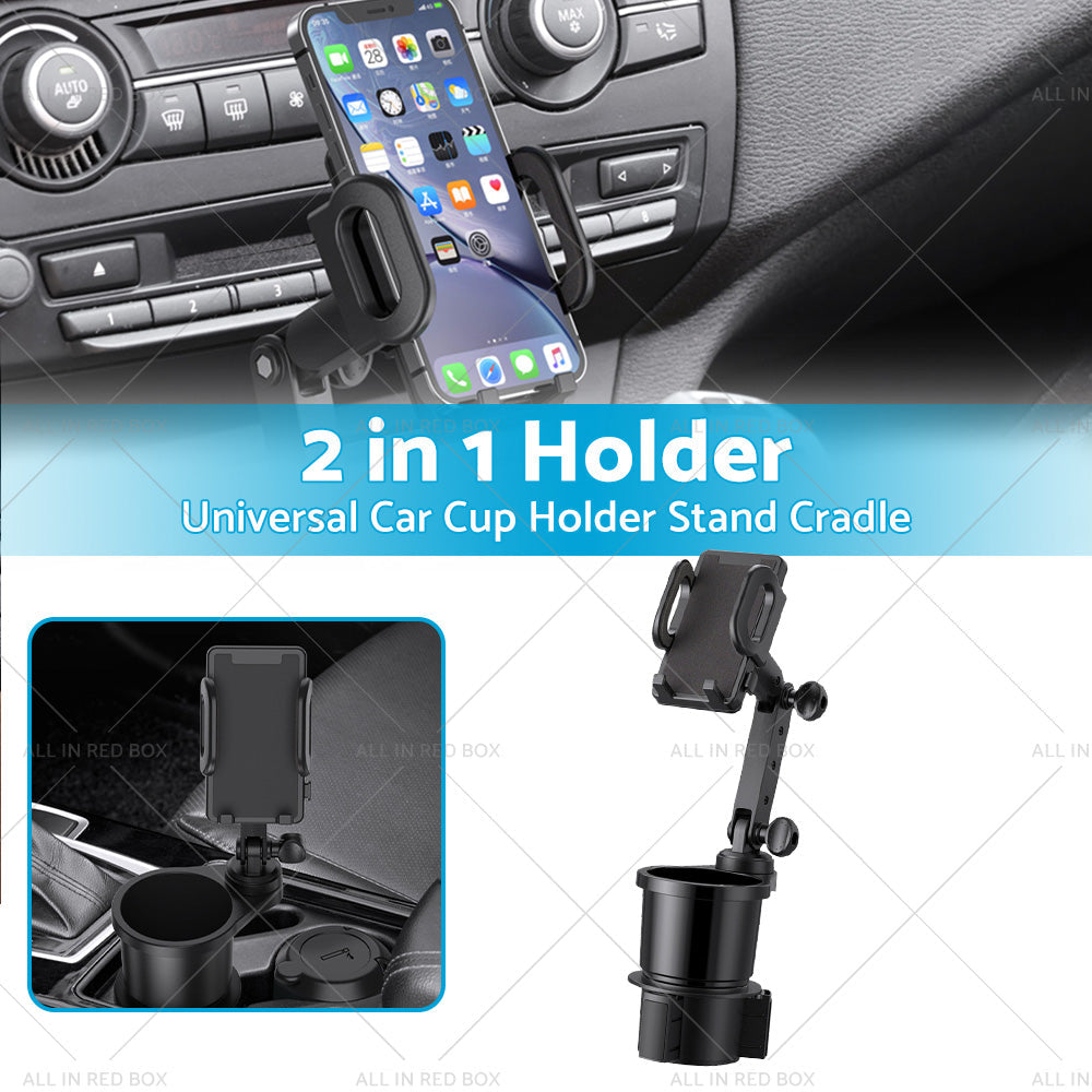 2in1 Universal Car Cup Holder Stand Cradle Adjustable 360 Angle Cell Phone GPS Mount-1