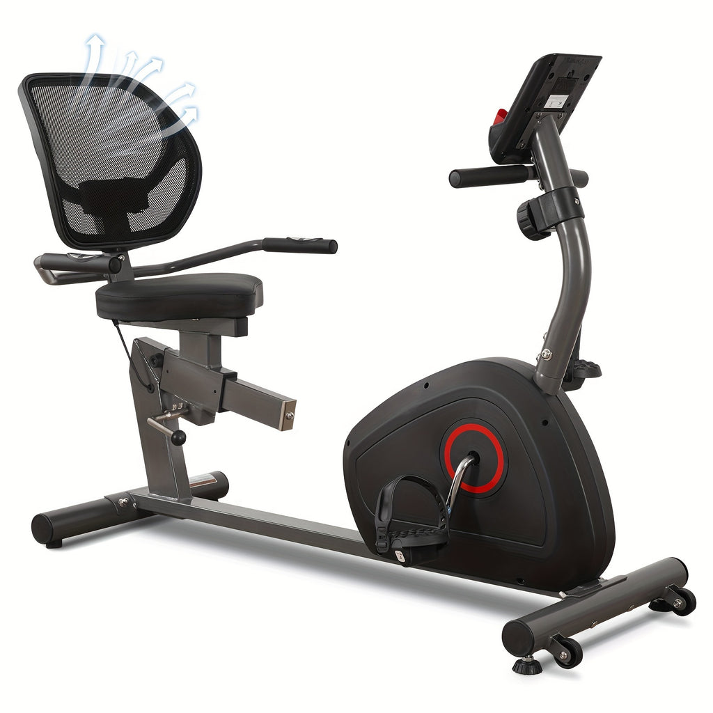 Recumbent Exercise Bike For Seniors Stationary Bike Sturdy Quiet 8 Levels Recumbent Bikes Large Comfortable Seat Heart Rate Handle & IPad Holder For Gym Home Adults