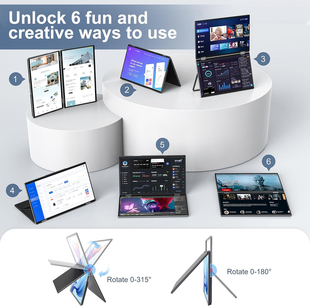 InnoView Foldable 15.6" Dual Portable Monitor-INVPM009-05B-2