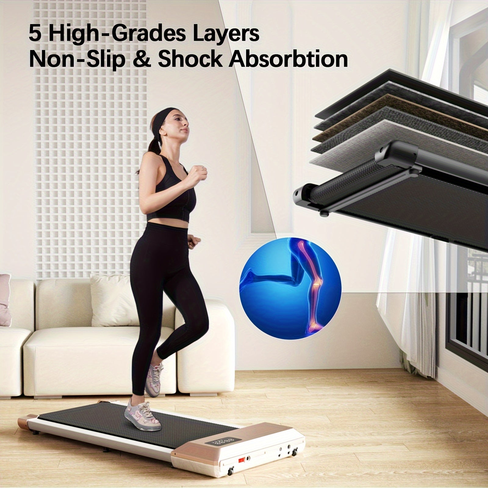 300lbs Capacity Under Desk Treadmill Walking Pad for Home/Office - Portable, Remote Controlled, Space-Saving, Iron Construction - 110V-130V, US Plug, Power Supply Included
