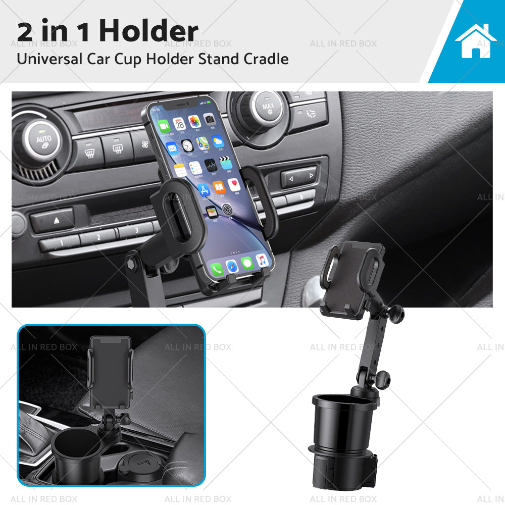 2in1 Universal Car Cup Holder Stand Cradle Adjustable 360 Angle Cell Phone GPS Mount-0