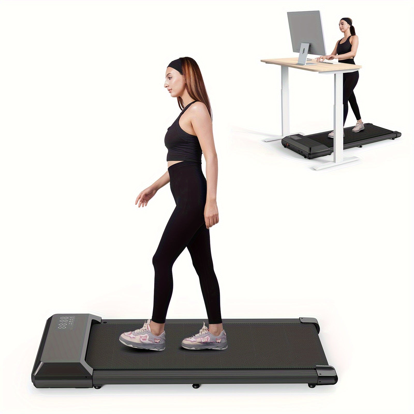 300lbs Capacity Under Desk Treadmill Walking Pad for Home/Office - Portable, Remote Controlled, Space-Saving, Iron Construction - 110V-130V, US Plug, Power Supply Included