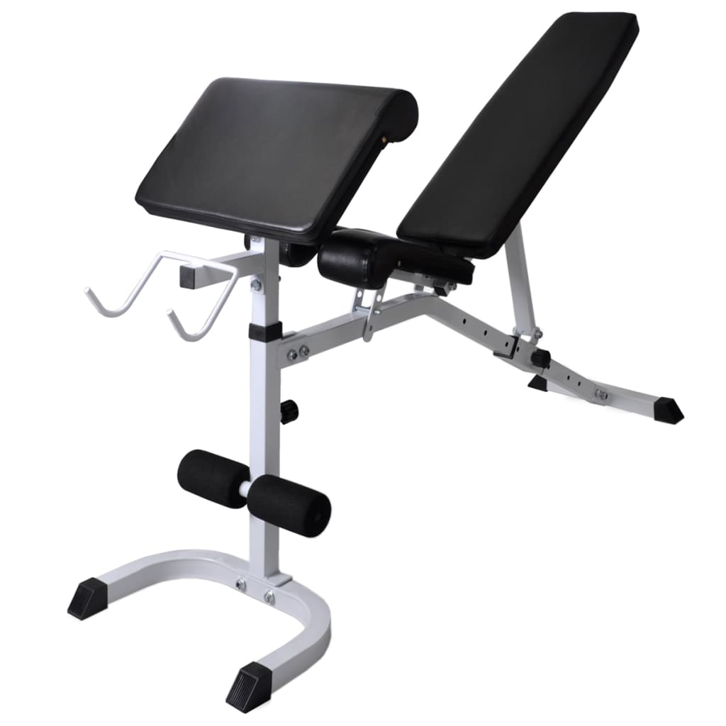vidaXL Workout Bench with Weight Rack, Barbell and Dumbbell Set 198.4 lb-4