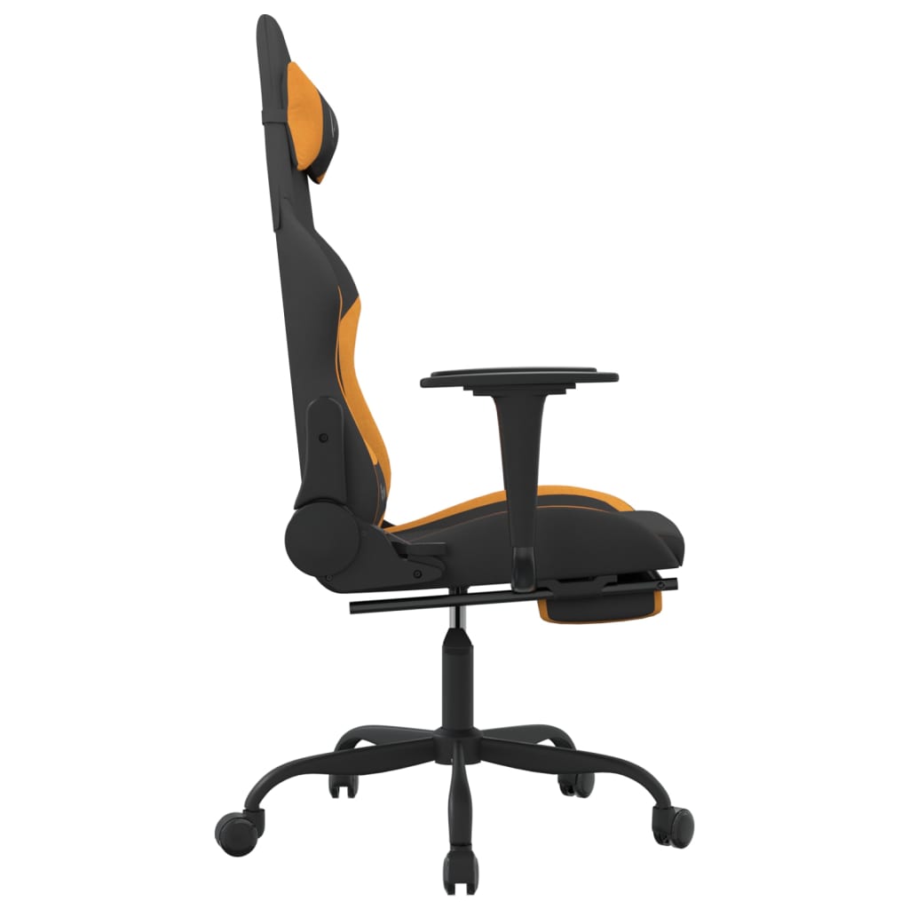 vidaXL Massage Gaming Chair with Footrest Black Fabric-3