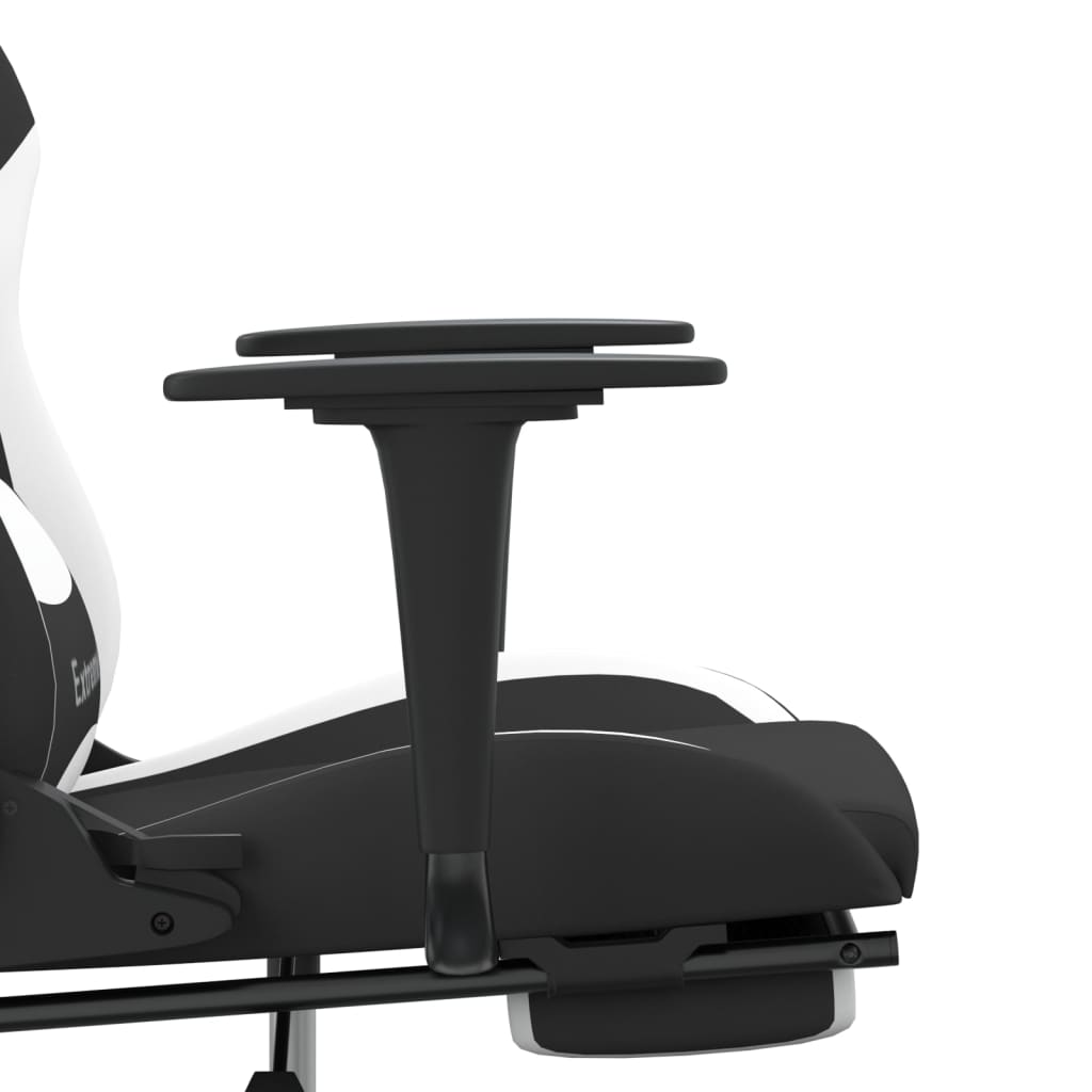 vidaXL Massage Gaming Chair with Footrest Black Fabric-4