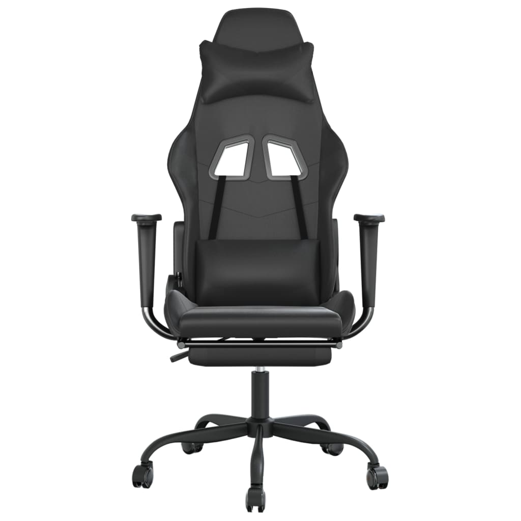 vidaXL Gaming Chair with Footrest Black Faux Leather-1