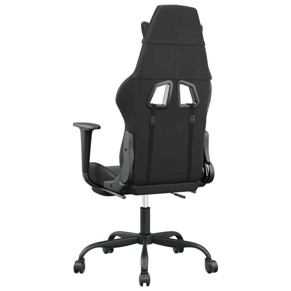vidaXL Gaming Chair with Footrest Black Faux Leather-3