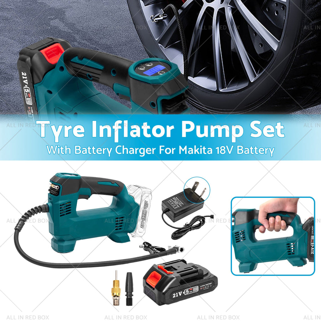 Cordless Portable Tyre Inflator Pump w  Battery Charger For Makita 18V Battery-1