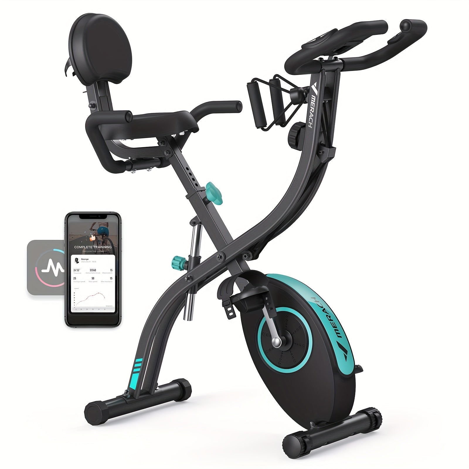 300lbs Capacity 16-Level Resistance MERACH 1pc Foldable Exercise Bike For Home - 4-in-1 Stationary Bike