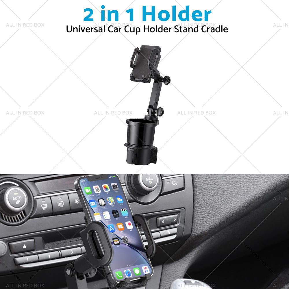 2in1 Universal Car Cup Holder Stand Cradle Adjustable 360 Angle Cell Phone GPS Mount-2