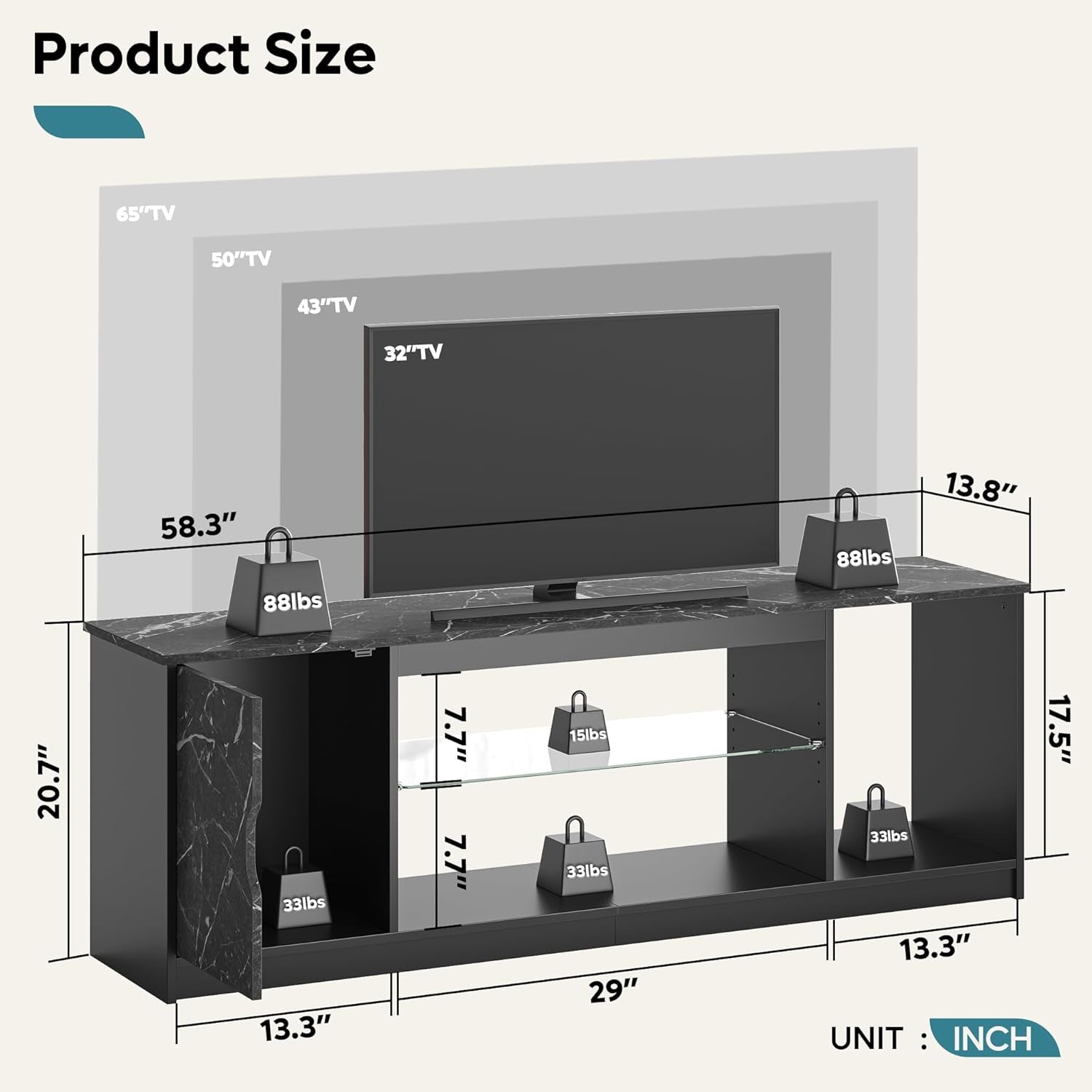 LED Gaming TV Stand for PS5/Xbox, 65 Inch-3
