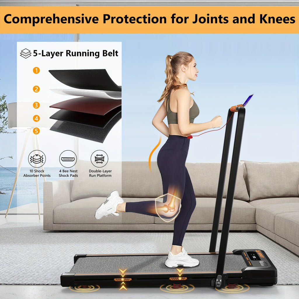 AIRHOT 2-in-1 Under Desk Treadmill 2.5HP Folding Compact Black Walking Pad, Without Battery