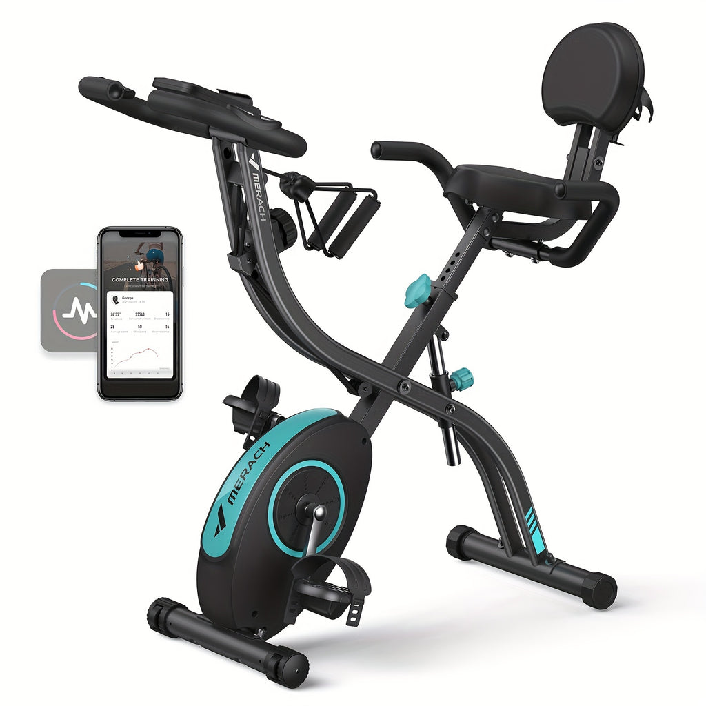 300lbs Capacity 16-Level Resistance MERACH 1pc Foldable Exercise Bike For Home - 4-in-1 Stationary Bike
