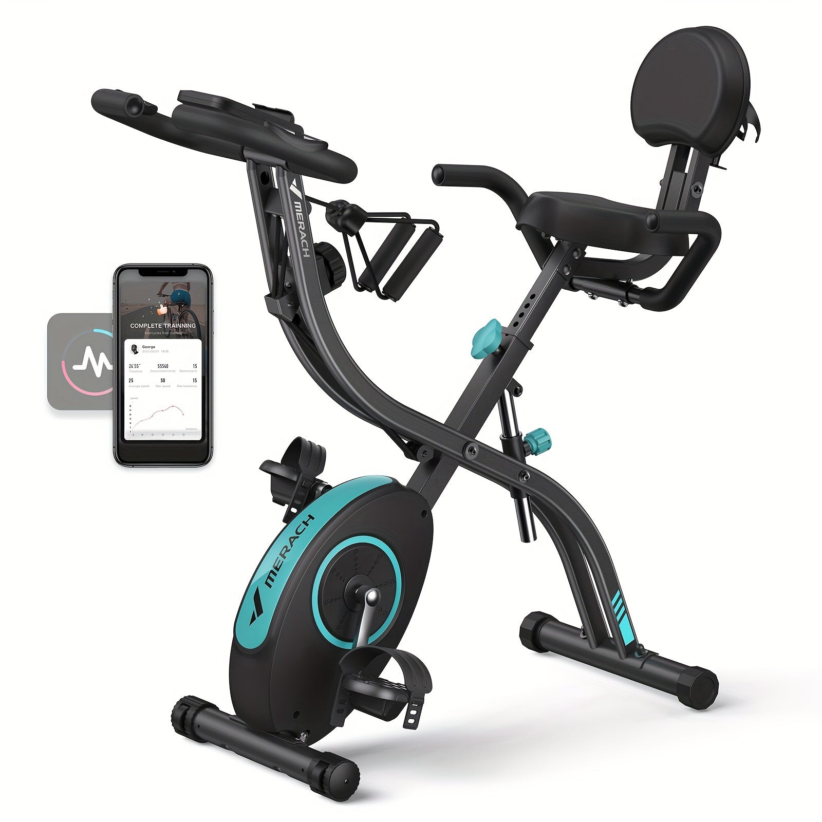 300lbs Capacity 16-Level Resistance MERACH 1pc Foldable Exercise Bike For Home - 4-in-1 Stationary Bike