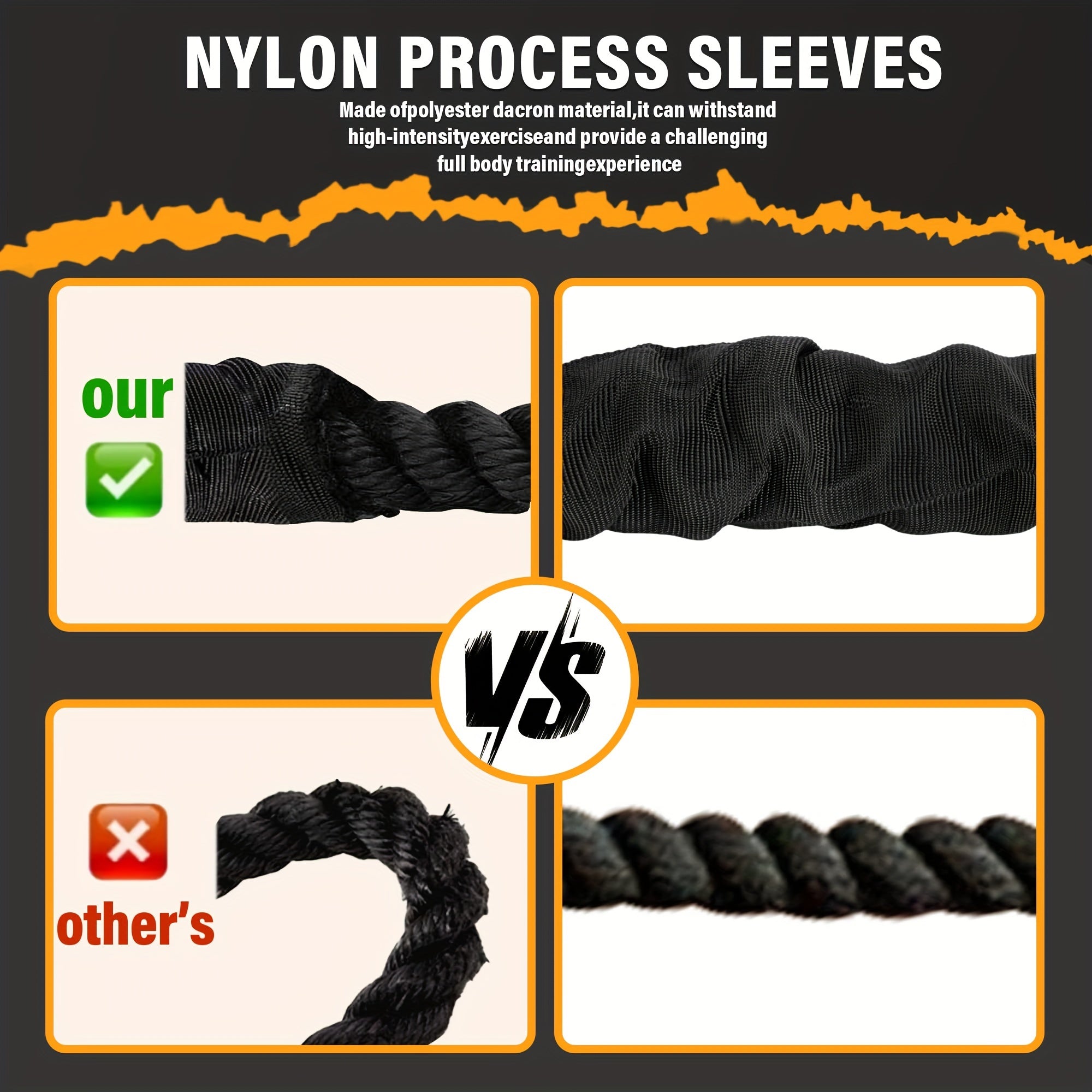 9.2 FT 1" Heavy Battle Ropes For Home Gym, Strength Training Workout Rope, Building Muscle Gym Ropes