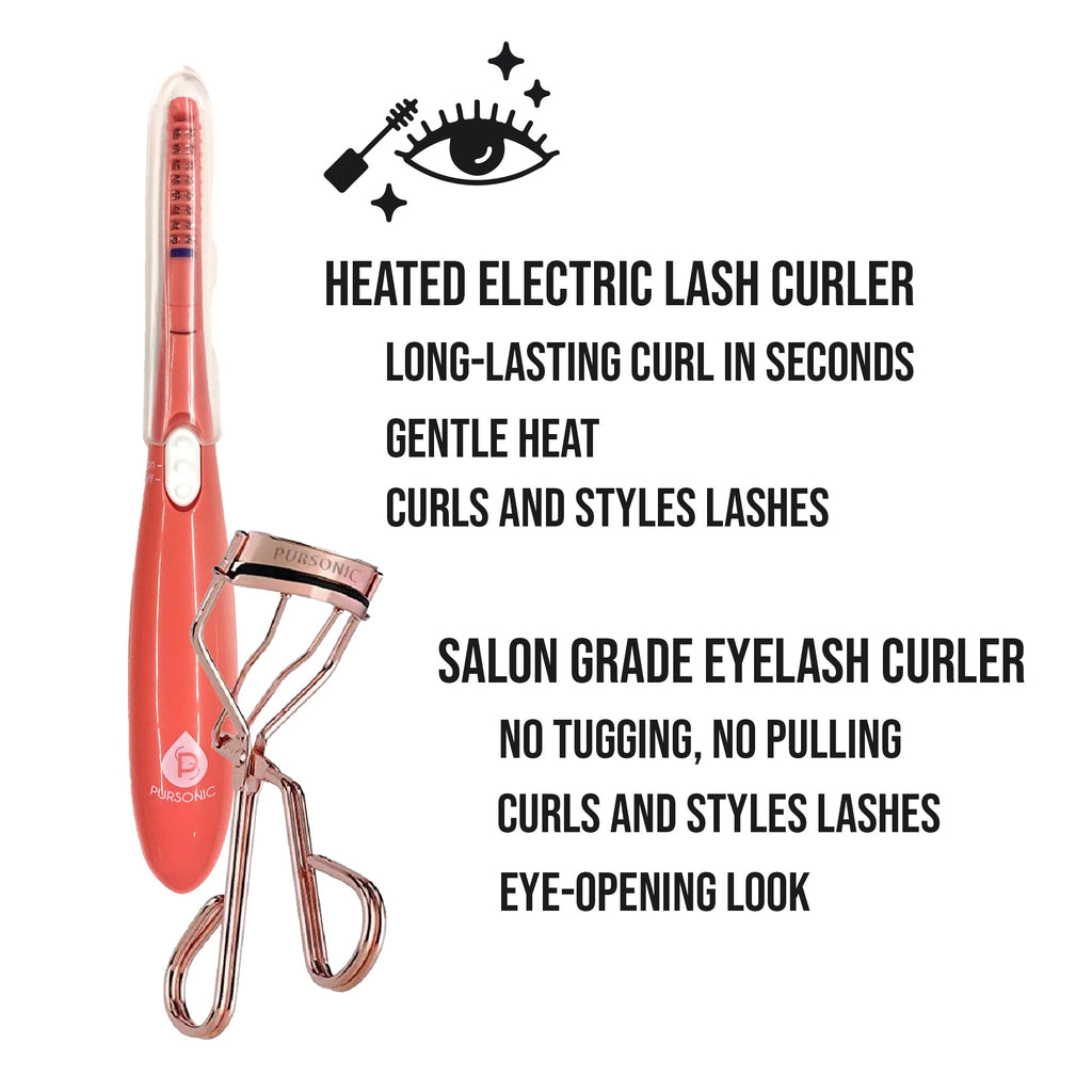 Pursonic Salon Grade Eyelash Curler & Heated Eyelash Curler With Comb Bundle-1
