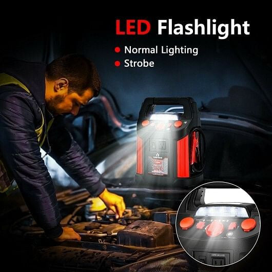 Jump Starter Air Compressor Power Bank Charger with LED Light and DC Outlet-1
