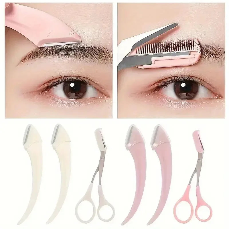 Eyebrow Trimmer Set With Razor And Scissors-0