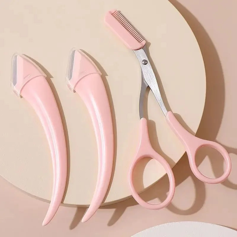 Eyebrow Trimmer Set With Razor And Scissors-1