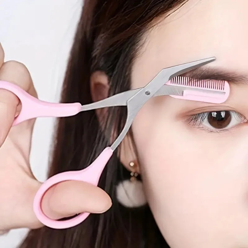Eyebrow Trimmer Set With Razor And Scissors-2