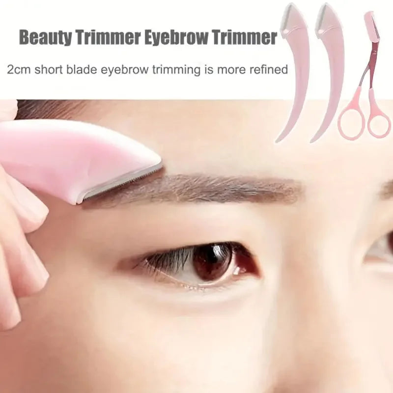 Eyebrow Trimmer Set With Razor And Scissors-3