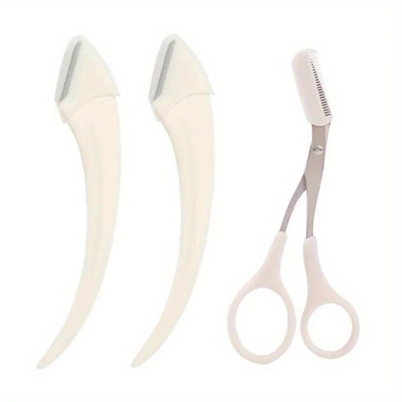 Eyebrow Trimmer Set With Razor And Scissors-5