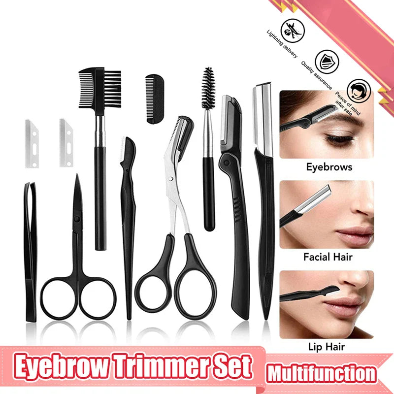 Eyebrow Trimmer Set with Scissors and Tweezers-0