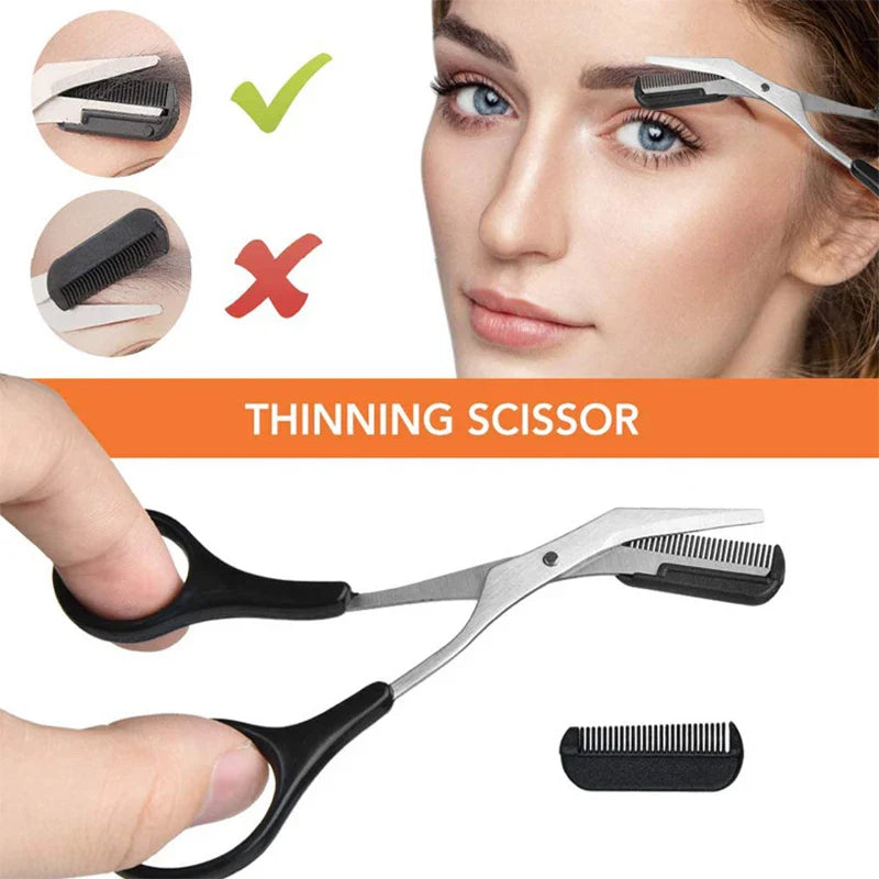 Eyebrow Trimmer Set with Scissors and Tweezers-4