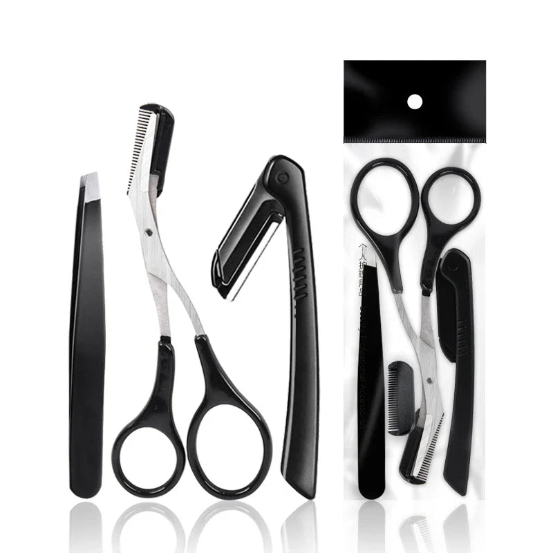 Eyebrow Trimmer Set with Scissors and Tweezers-5