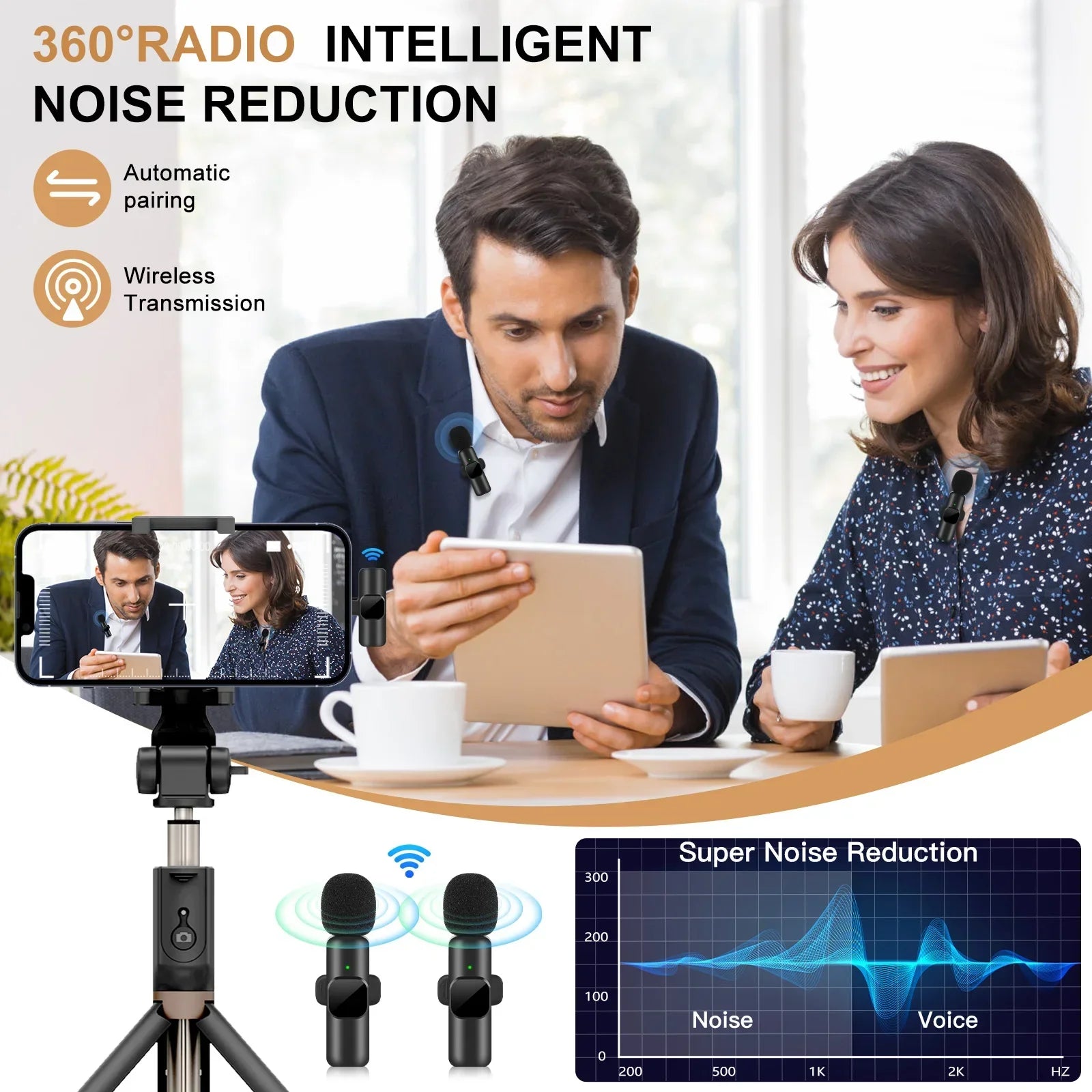 Wireless Lavalier Microphone for iPhone Android Live Recording-1