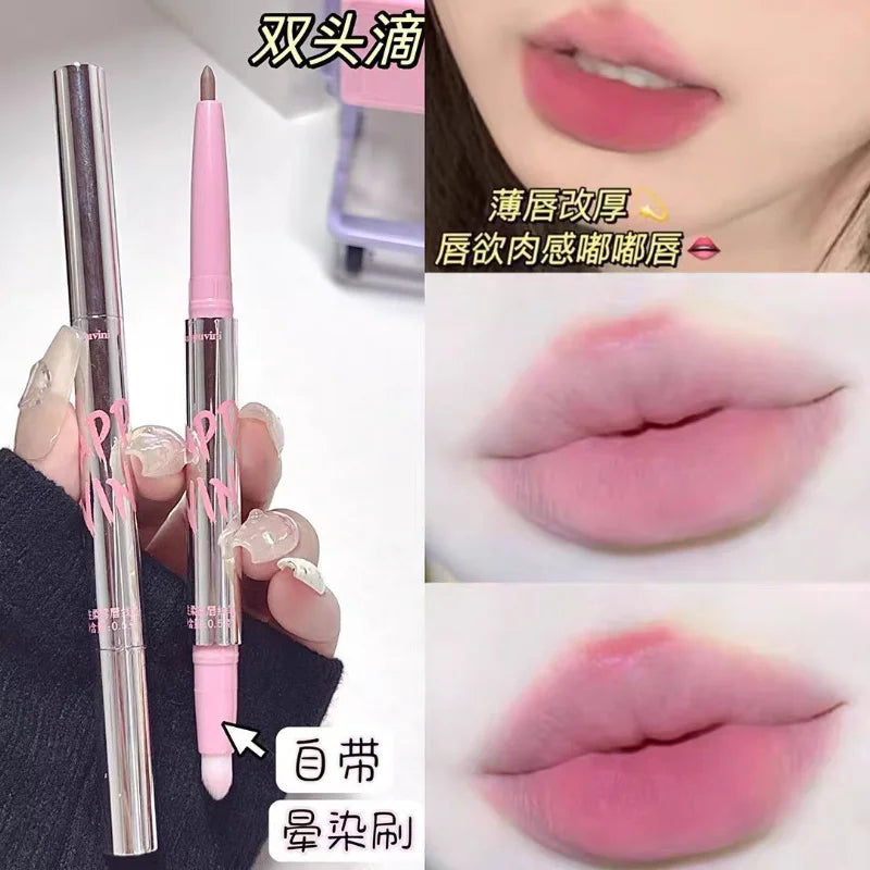 Nude Matte Lip Liner With Lip Brush Korean Natural Pink-0