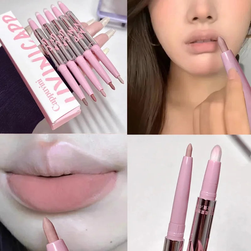Nude Matte Lip Liner With Lip Brush Korean Natural Pink-1