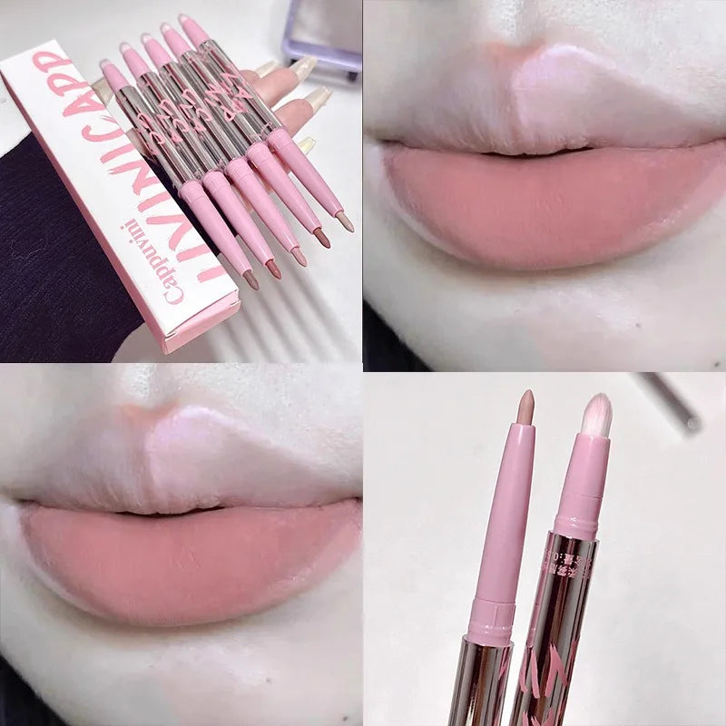 Nude Matte Lip Liner With Lip Brush Korean Natural Pink-2