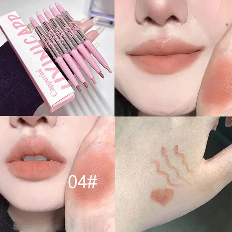 Nude Matte Lip Liner With Lip Brush Korean Natural Pink-7