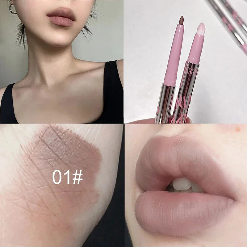 Nude Matte Lip Liner With Lip Brush Korean Natural Pink-8