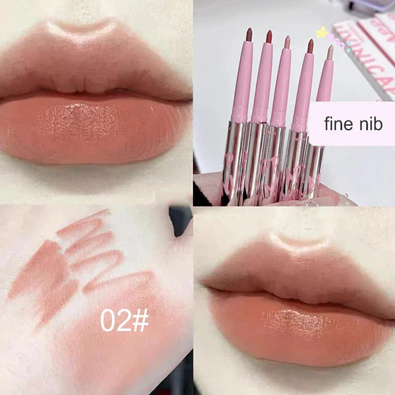 Nude Matte Lip Liner With Lip Brush Korean Natural Pink-9