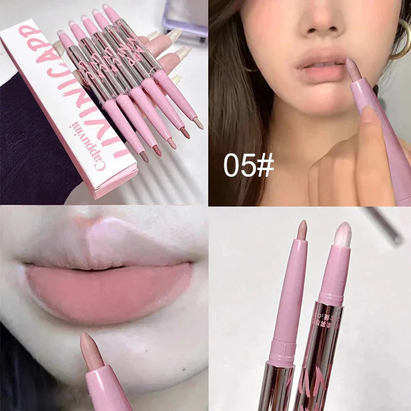 Nude Matte Lip Liner With Lip Brush Korean Natural Pink-5