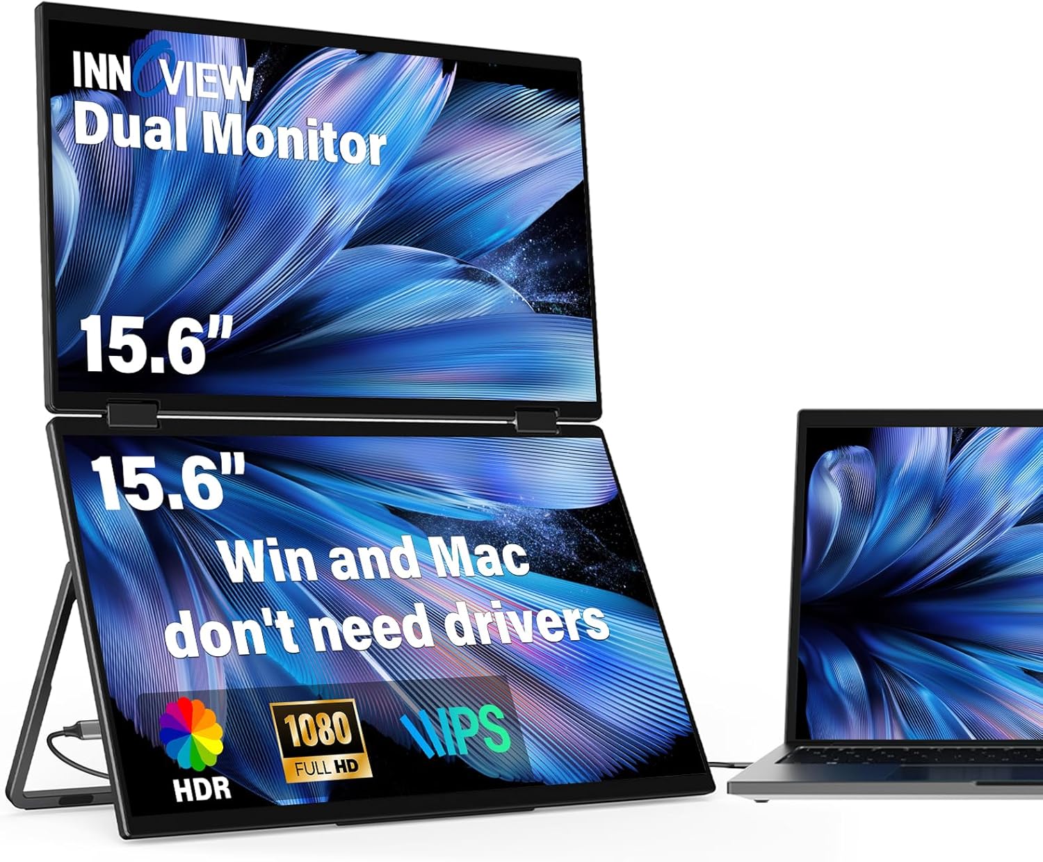 InnoView Foldable 15.6" Dual Portable Monitor-INVPM009-05B-0