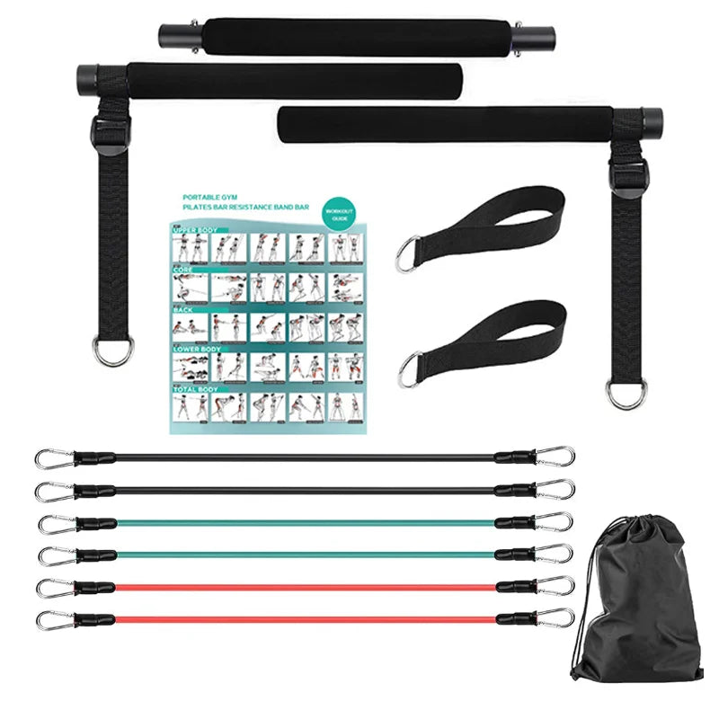 Resistance Band Pilates Stick Home Fitness Kit-0