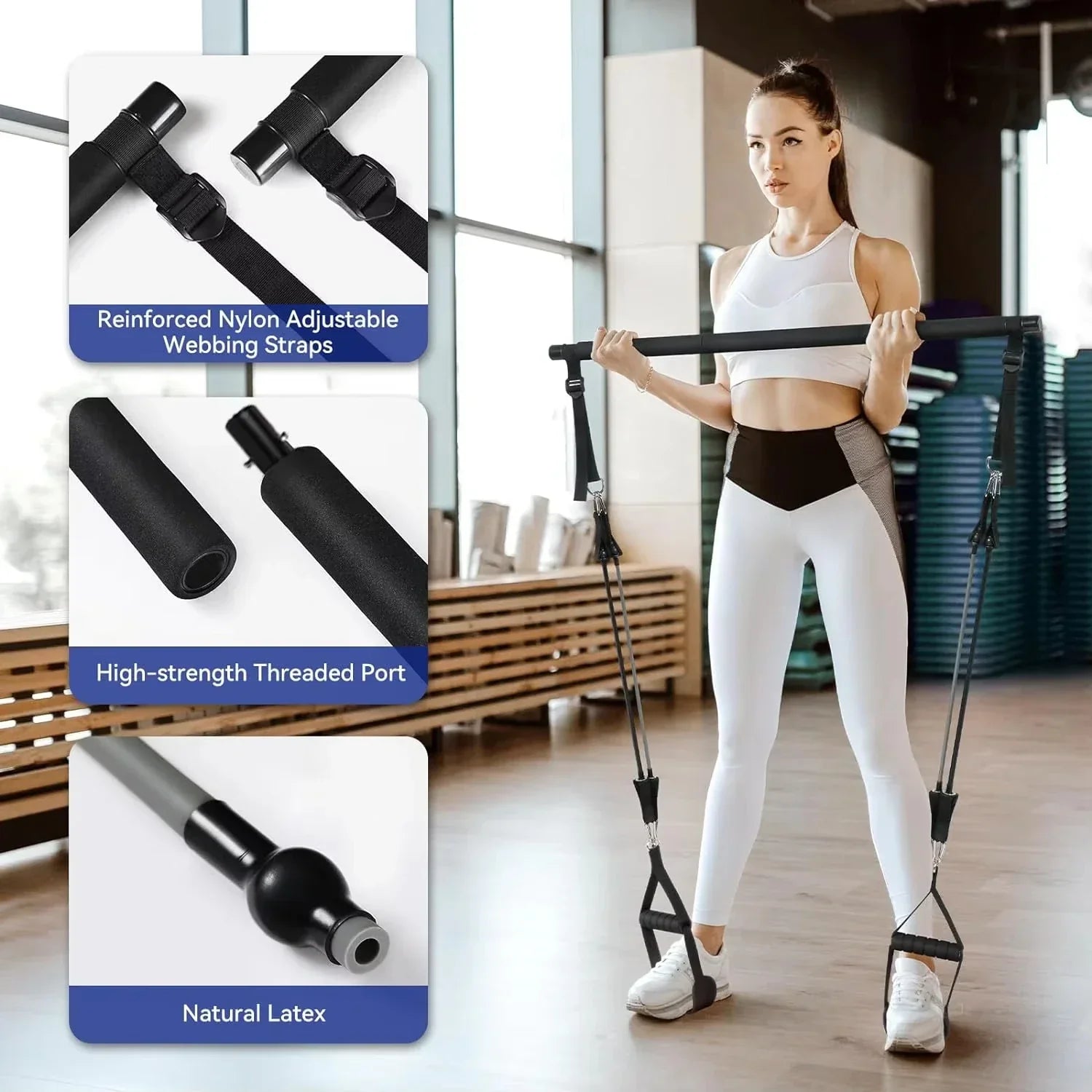 Resistance Band Pilates Stick Home Fitness Kit-4