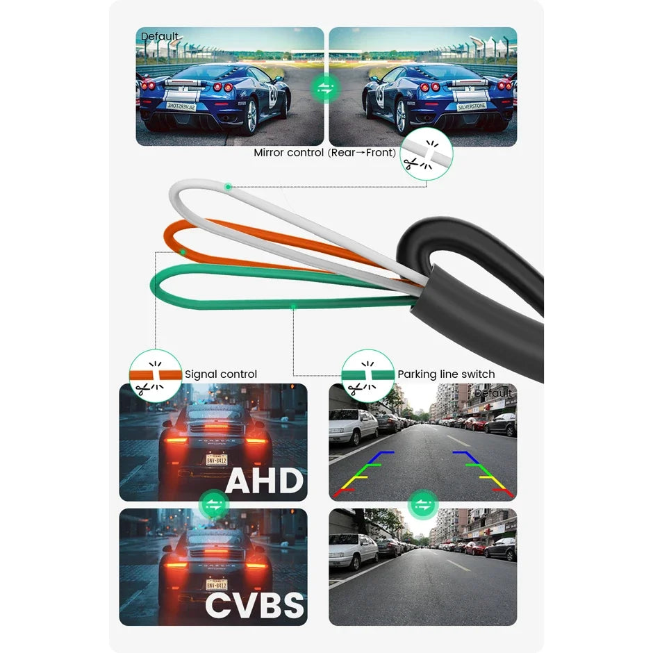 AHD 1920x1080P Car Rear View Camera Backup And Front Camera Black-4