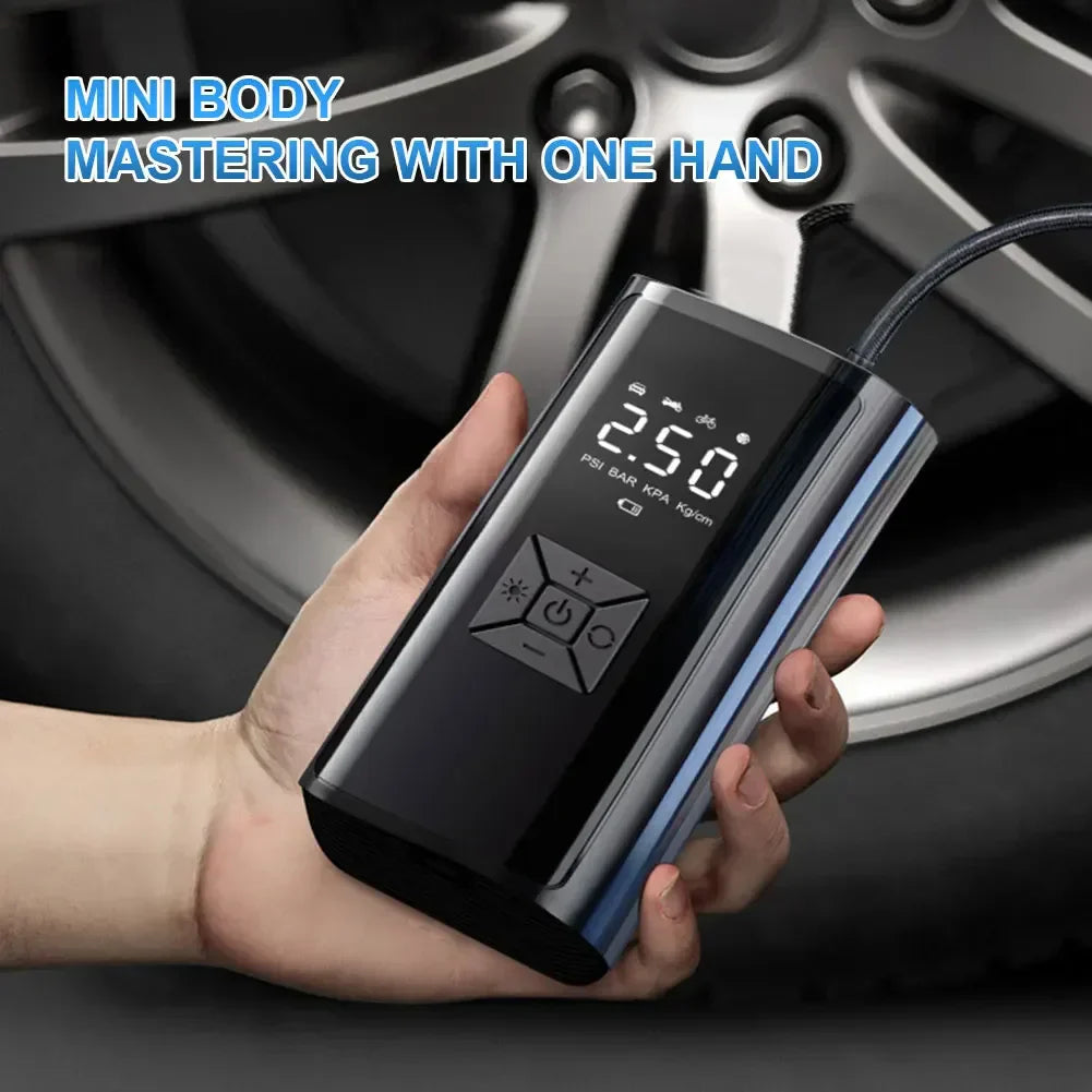 120W Wireless Handheld Air Compressor Portable Digital Tire Inflator Black-2